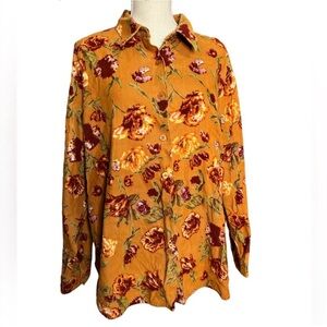 LEMON🌞GRASS 2X Women Golden Yellow, Button Down Shirt-Fine Corduroy